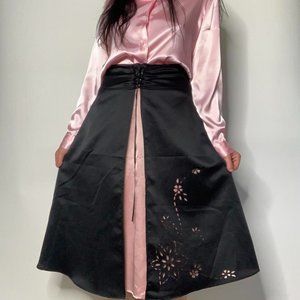 Unique Vintage Corset Layered Midi Skirt
